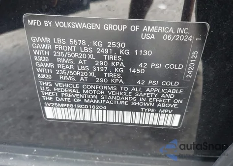 2024 Volkswagen Id.4 S z USA, uszkodzony, nr VIN 1V25MPE81RC016204